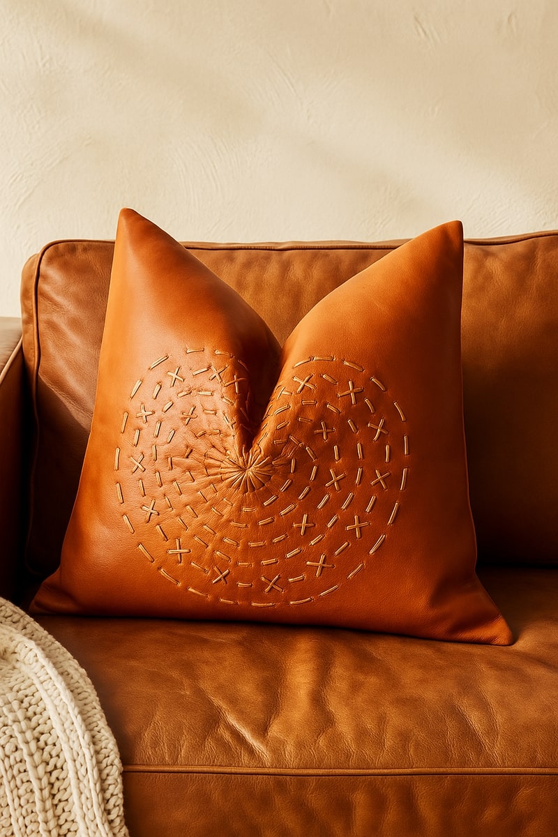 Artisanal Comfort Leather Cushion Cover