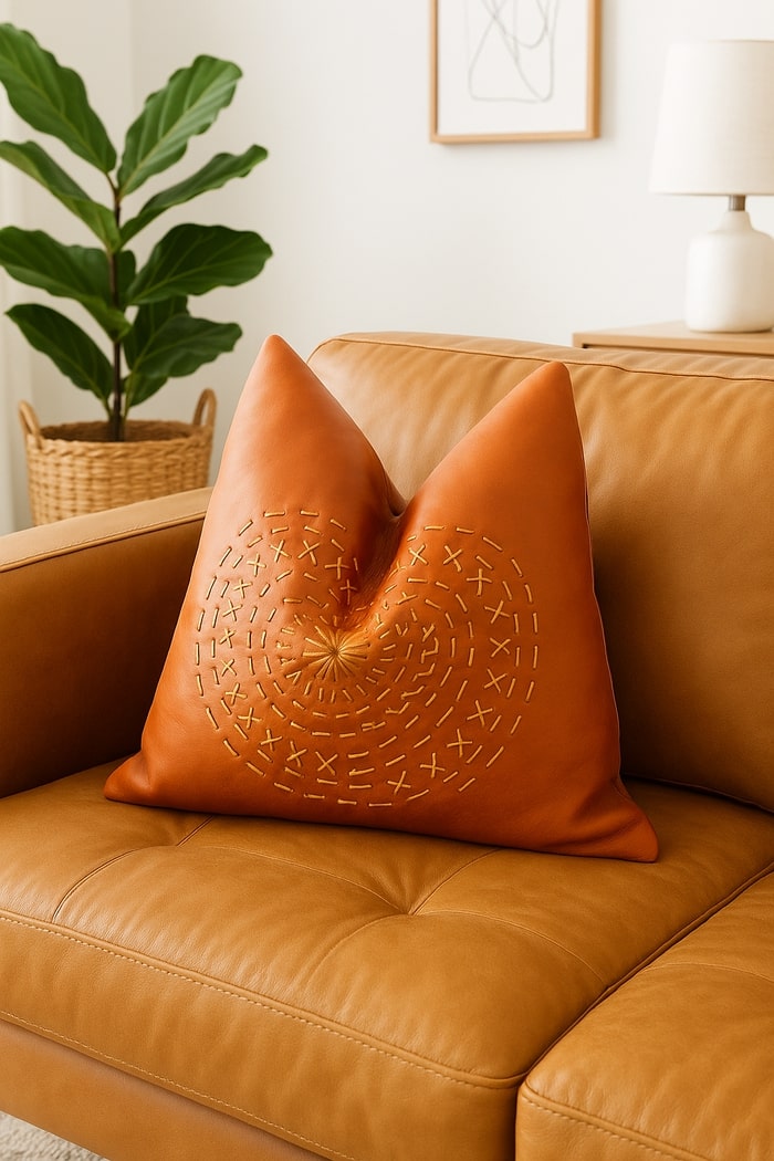 Artisanal Comfort Leather Cushion Cover