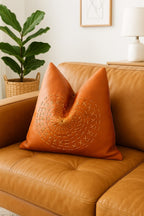 Artisanal Comfort Leather Cushion Cover