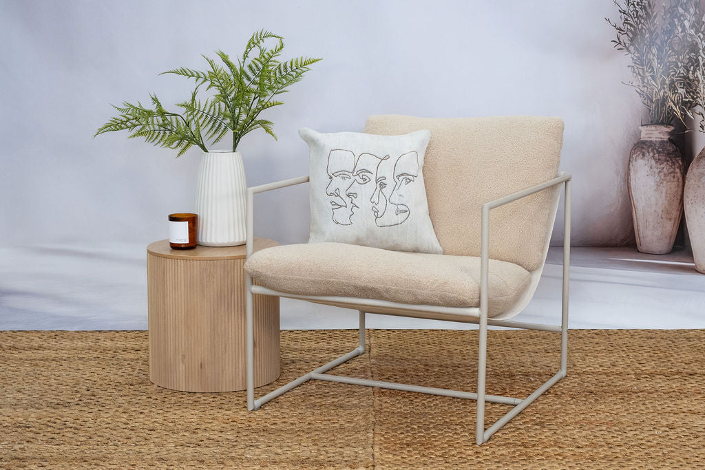 Handmade Cowhide Leather Cushion Cover - Modern Abstract Face Design