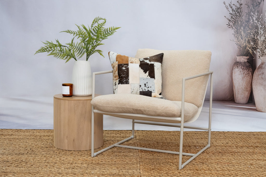 Patchwork Cowhide Leather Cushion Cover - Natural Hide, Handmade 45x45cm