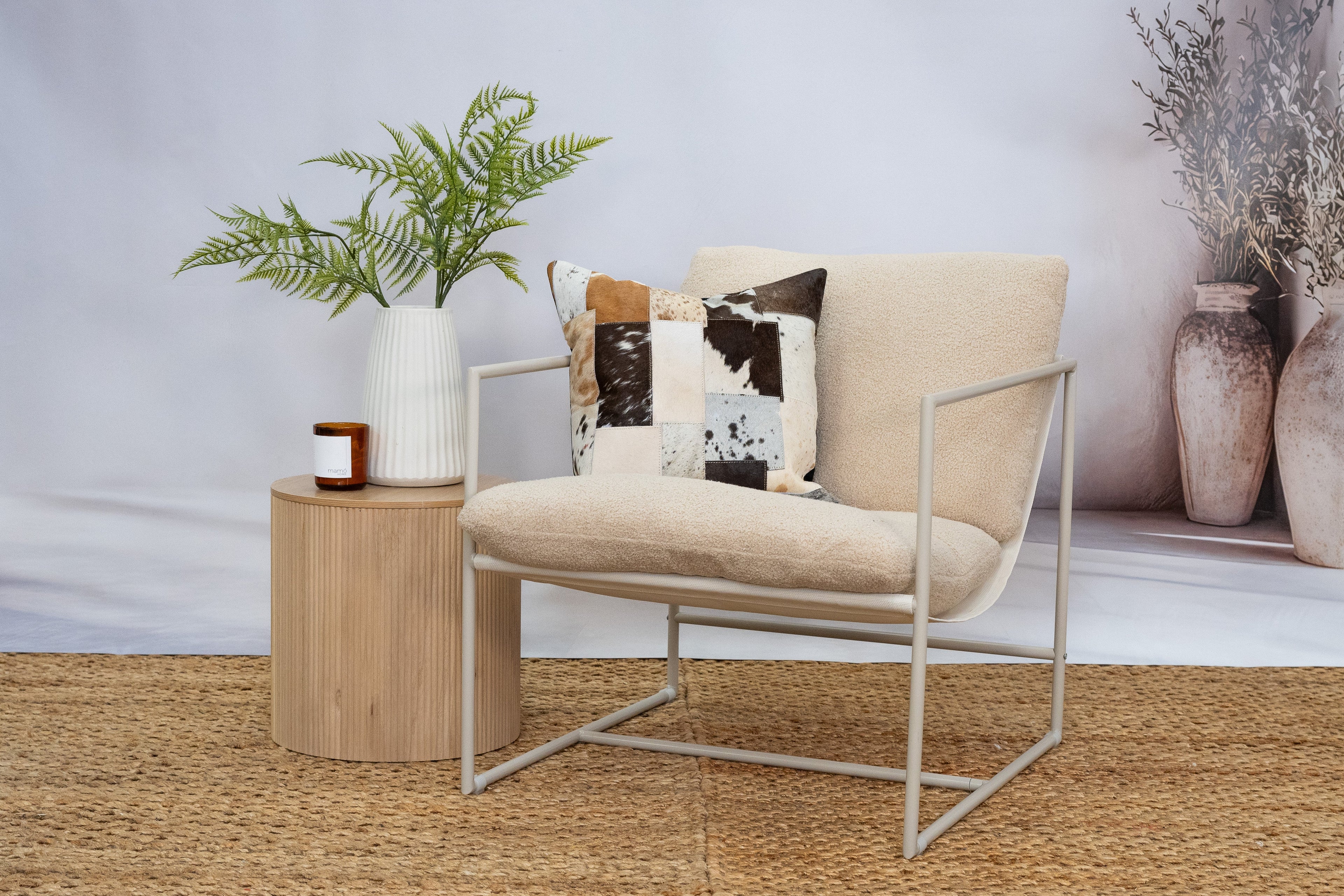 Patchwork Cowhide Leather Cushion Cover - Natural Hide, Handmade 45x45cm