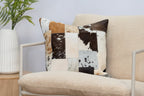 Patchwork Cowhide Leather Cushion Cover - Natural Hide, Handmade 45x45cm