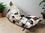 Luxe Cowhide Patchwork Beanbag Cover - Artisan-Made Leather Lounge Shell