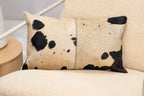 Luxury Black & White Cowhide Cushion - Rectangle Pillow Cover (Handcrafted)