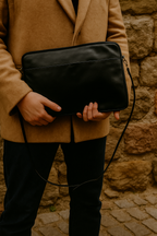 Midnight Black Leather Macbook Laptop Sleeve - Sleek & Smart (13-15")