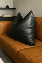 Genuine Vintage Black Leather Cushion