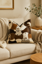 Cowhide Patchwork Leather Cushion Pillow Covers - Premium Handcrafted