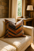 Chevron Patch Leather Cushion | 100% Genuine Leather | 45x45cm