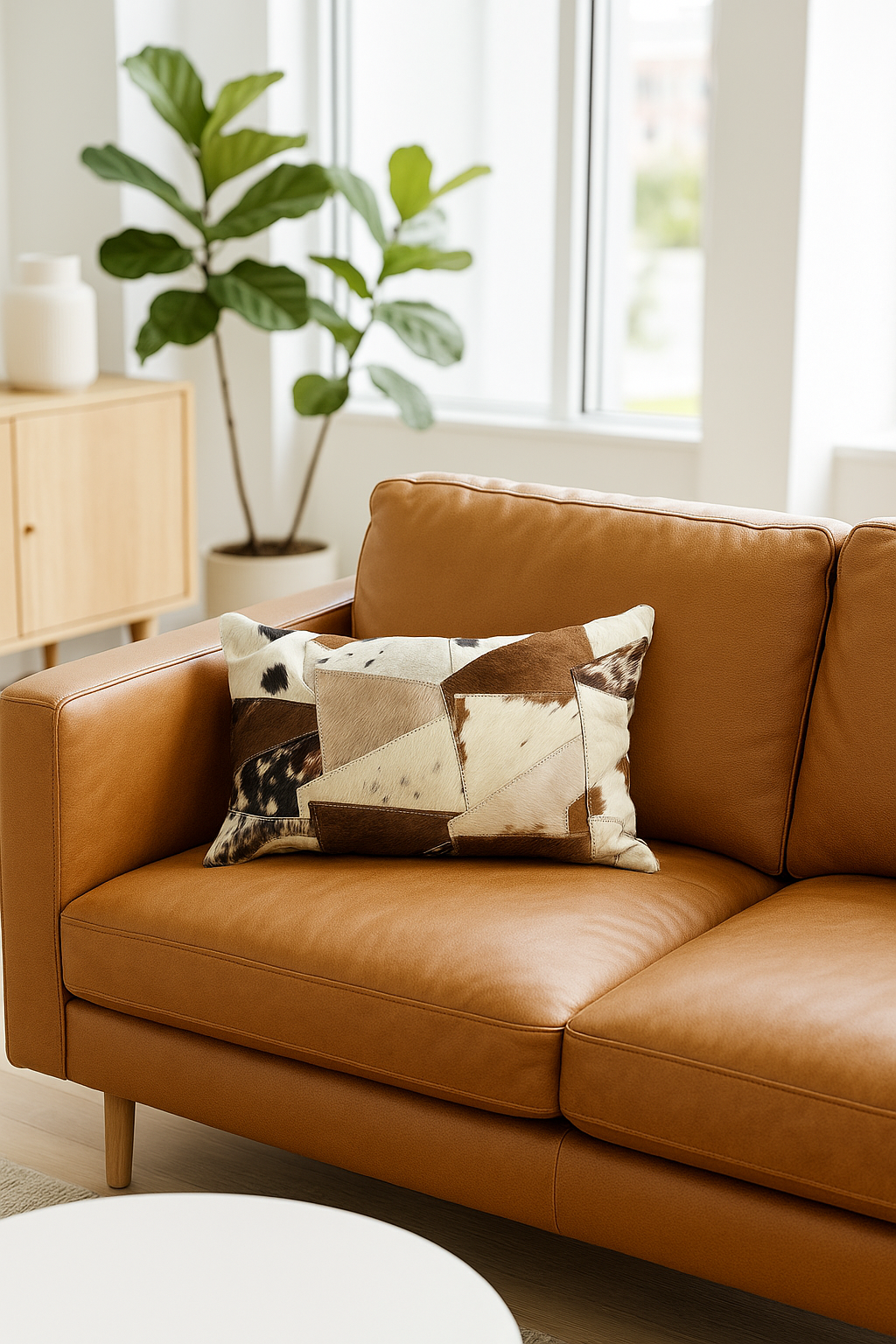 Lumbar Patchwork Cowhide Leather Cushion - Rustic Luxe by Leatherly