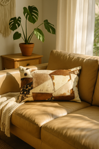 Lumbar Patchwork Cowhide Leather Cushion - Rustic Luxe by Leatherly