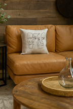 Handmade Cowhide Leather Cushion Cover - Modern Abstract Face Design