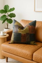 Patchwork Leather Cushion Cover -  Life of Sqaures| 60x60cms