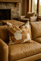 Handcrafted Cowhide Leather Cushion Cover | Sahara Patchwork 60x60cm | Leatherly