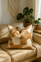Handcrafted Cowhide Leather Cushion Cover | Sahara Patchwork 60x60cm | Leatherly