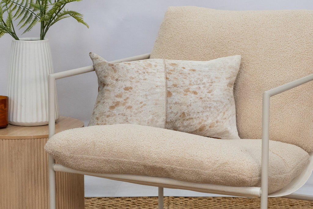 Luxury Brown & White Cowhide Cushion - Rectangle Pillow Cover