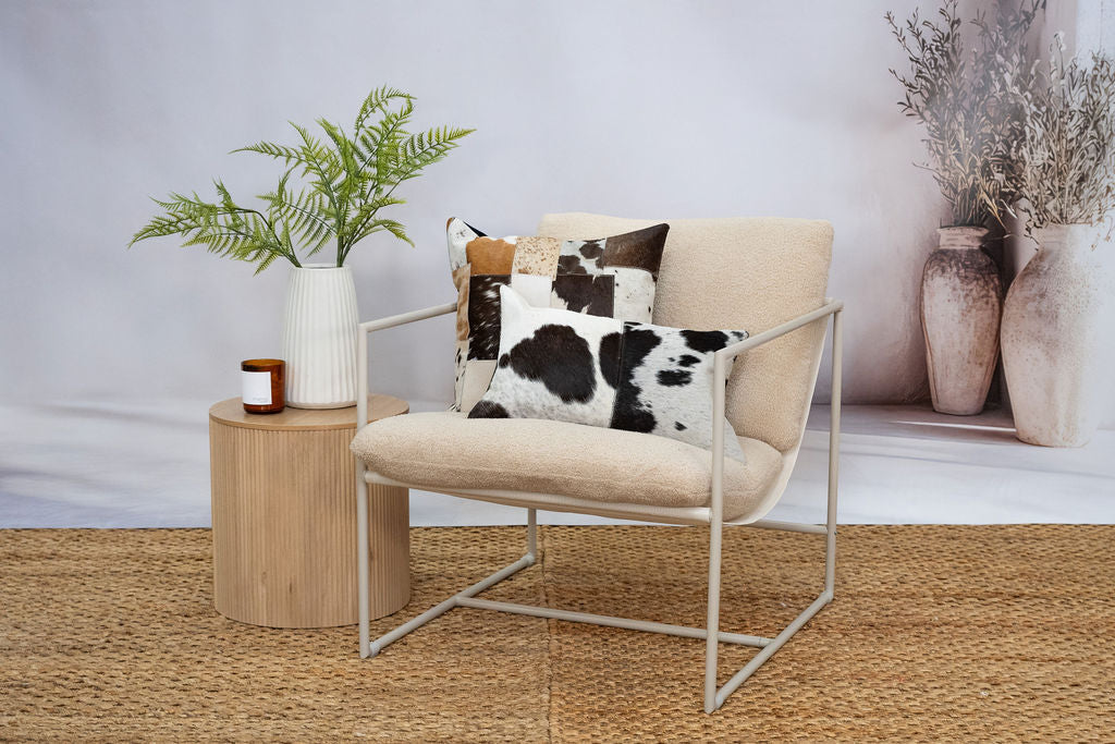 Luxury Black & White Cowhide Cushion - Rectangle Pillow Cover (Handcrafted)