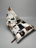 Luxe Cowhide Patchwork Beanbag Cover - Artisan-Made Leather Lounge Shell