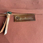 Mel Leather Co Tan Leather & Canvas Cushion Cover - Handmade Boho Farmhouse Pillow