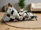 Luxe Cowhide Patchwork Beanbag Cover - Artisan-Made Leather Lounge Shell