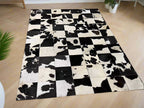 Checkerboard Cowhide Patchwork Rug - Handcrafted Natural Leather