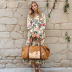 Rustic Cowhide Leather Duffle Bag - Handcrafted Travel Carry-On