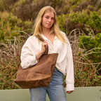 Vintage Brown Full-Grain Leather Tote Bag - Classic Everyday Carryall