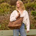 Vintage Brown Full-Grain Leather Tote Bag - Classic Everyday Carryall