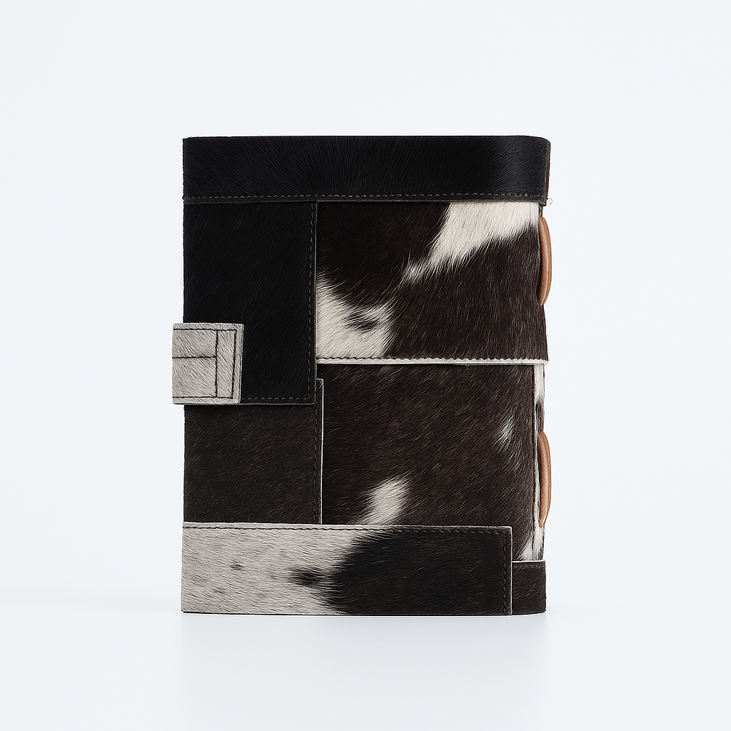 Handmade Cowhide Leather Journal | Animal Print Notebook with Clasp
