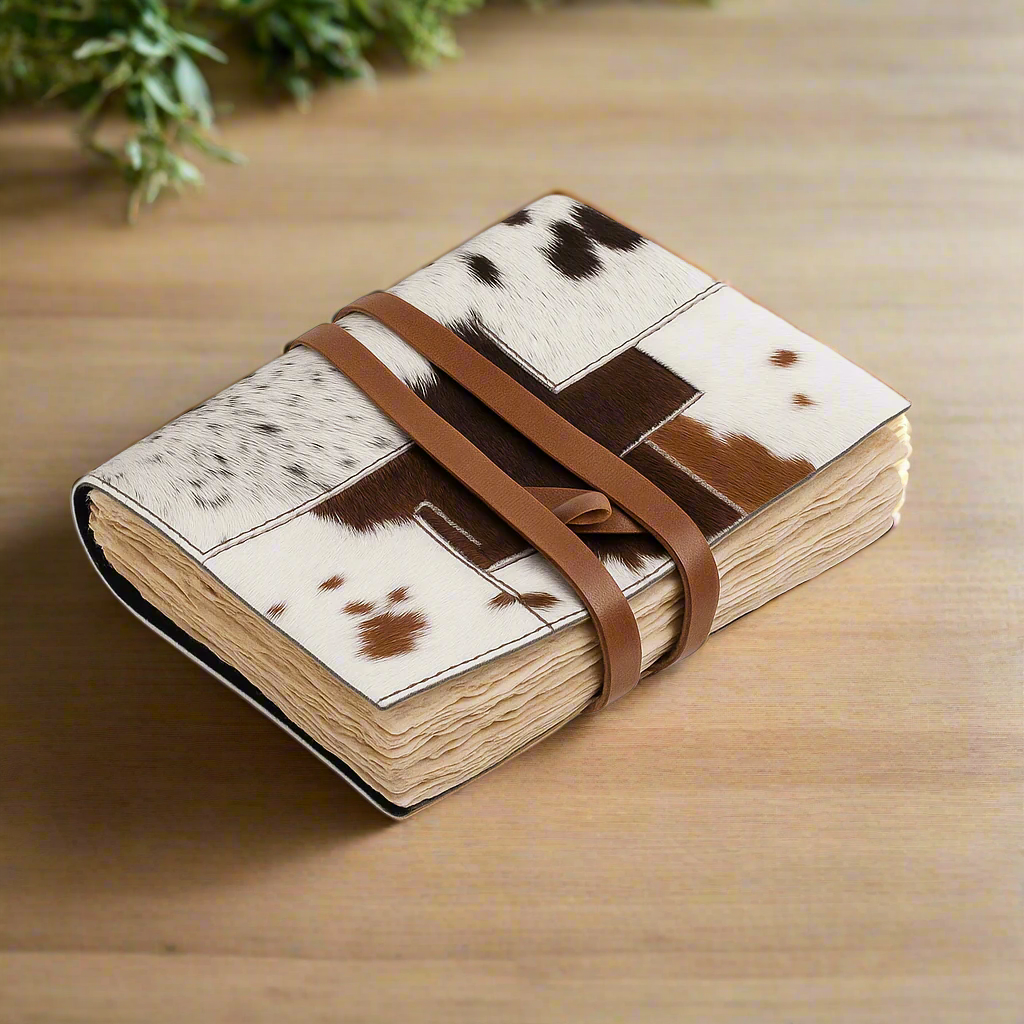 Handmade Cowhide Leather Journal | Rustic Tie-Closure Notebook