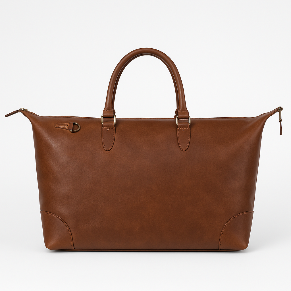 Heritage Tan Leather Weekender Duffle Bag - Handmade Travel Essential