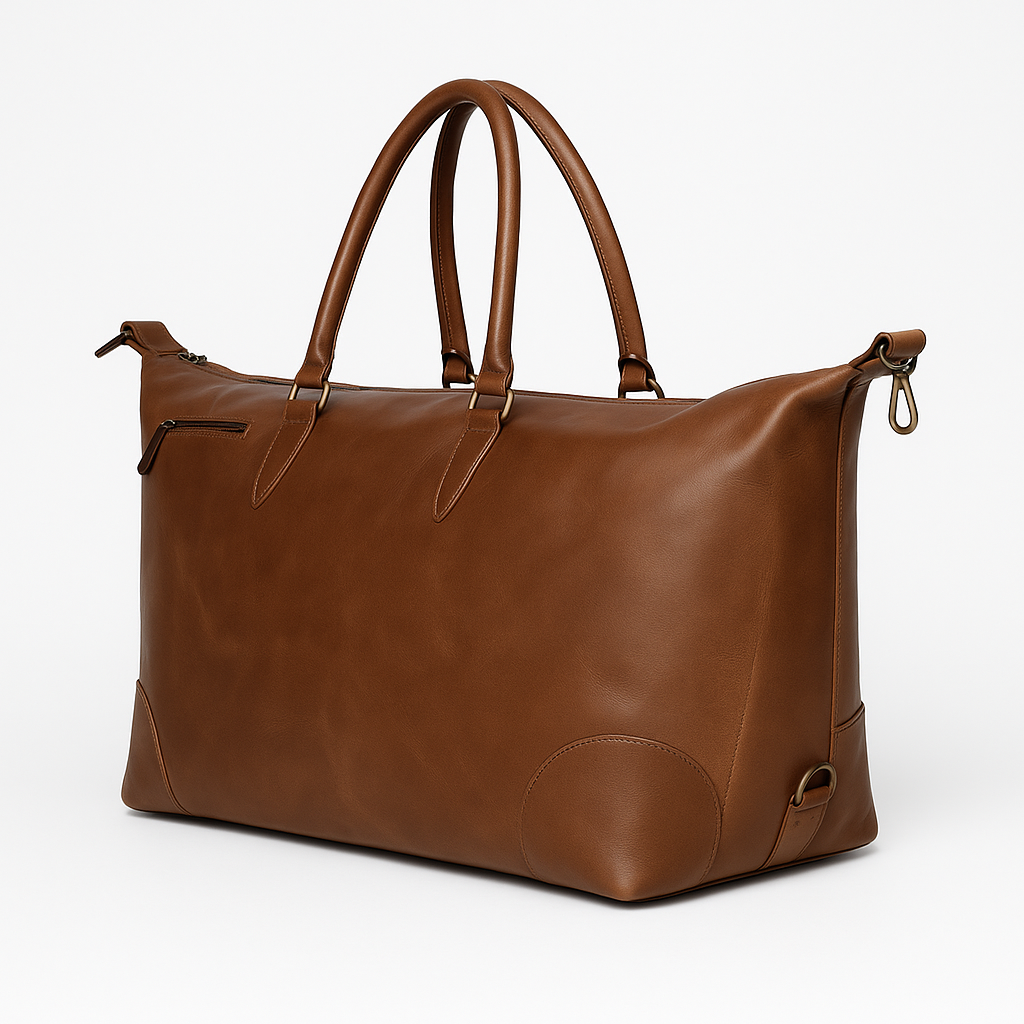 Heritage Tan Leather Weekender Duffle Bag - Handmade Travel Essential