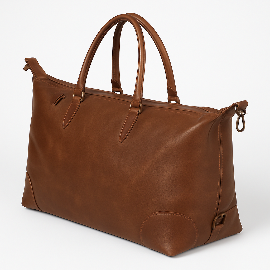 Heritage Tan Leather Weekender Duffle Bag - Handmade Travel Essential