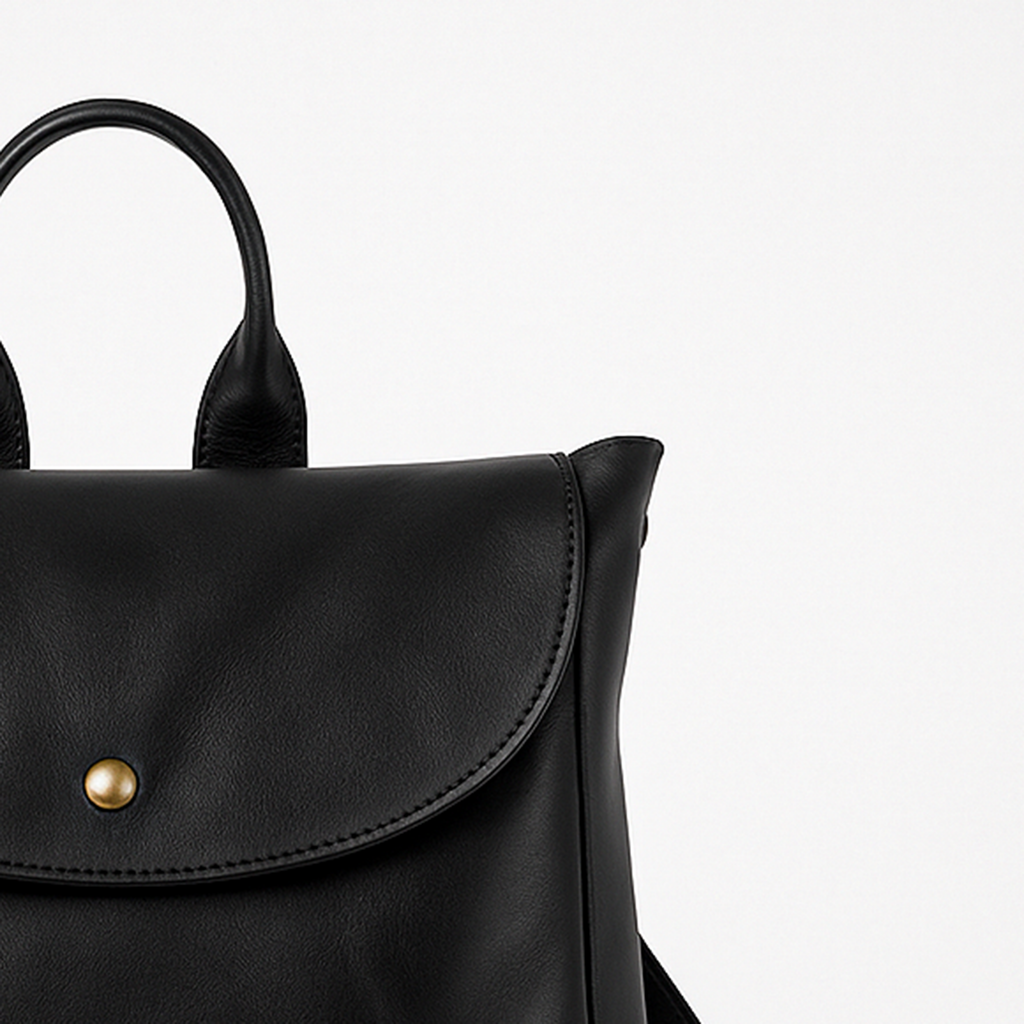 Minimalist Black Leather Backpack - Sleek Everyday Carry