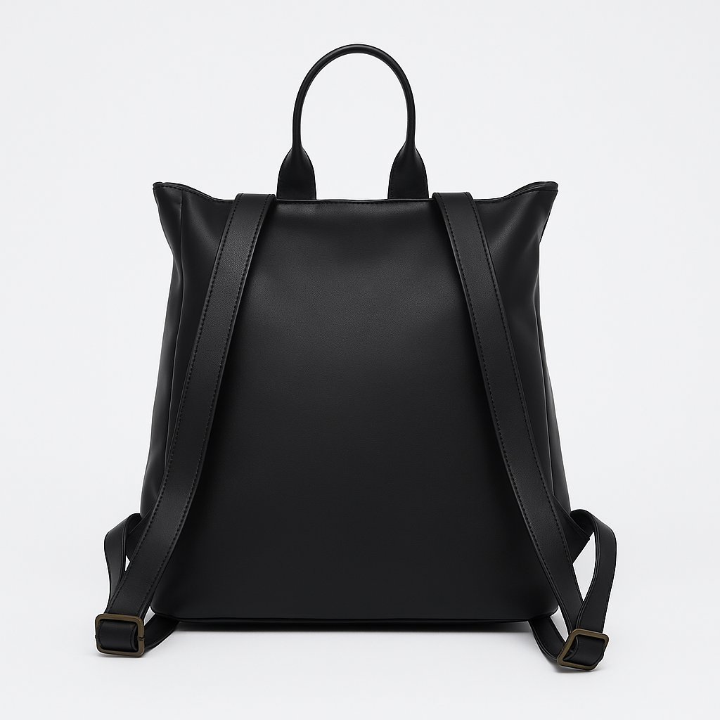 Minimalist Black Leather Backpack - Sleek Everyday Carry