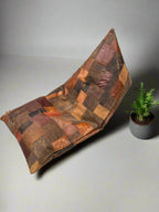 Vintage Leather Patchwork Bean Bag Cover - Upcycled Cowhide Lounger