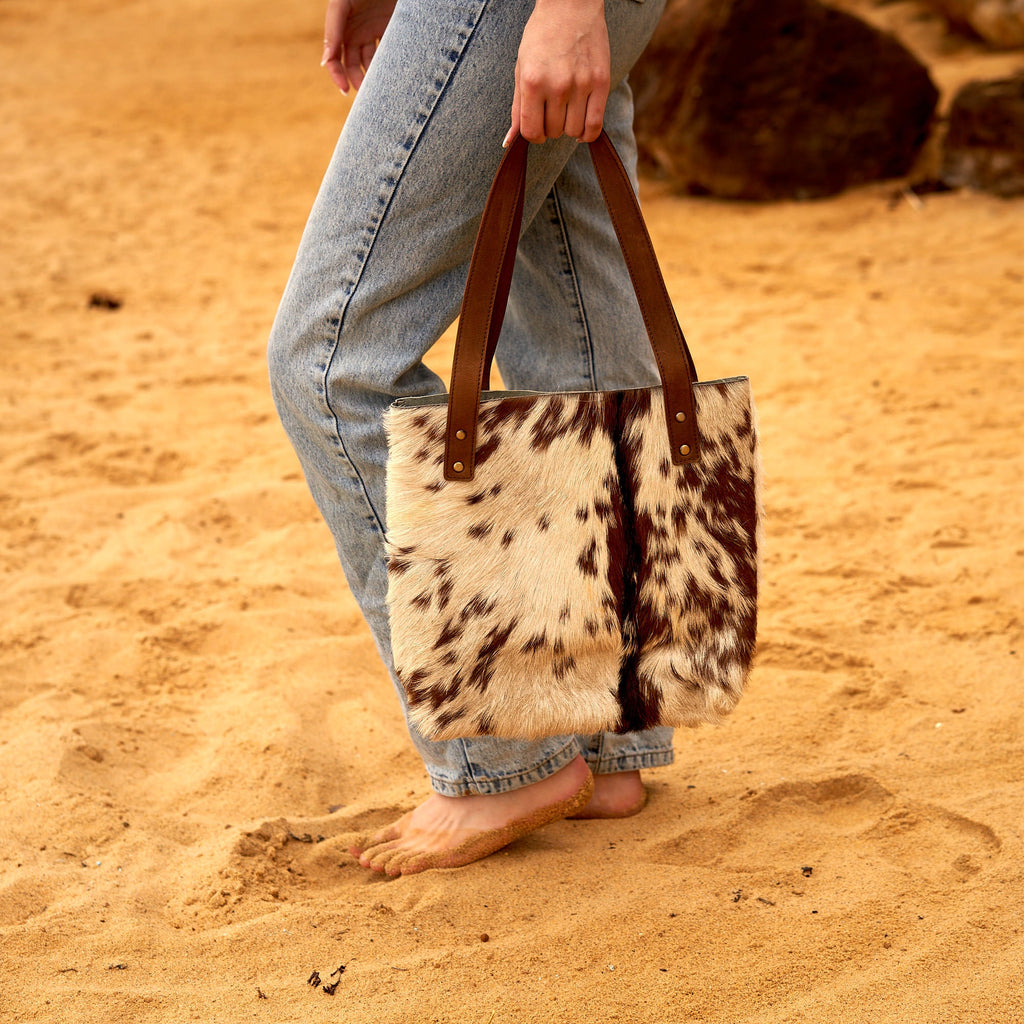 Genuine Cowhide Tote Bag - Amara