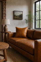 Elegance Leather Cushion Cover - Tan