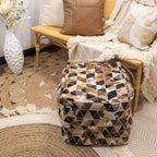 Genuine Leather Cowhide Ottoman - Ava