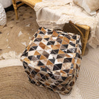 Genuine Leather Cowhide Ottoman - Ava