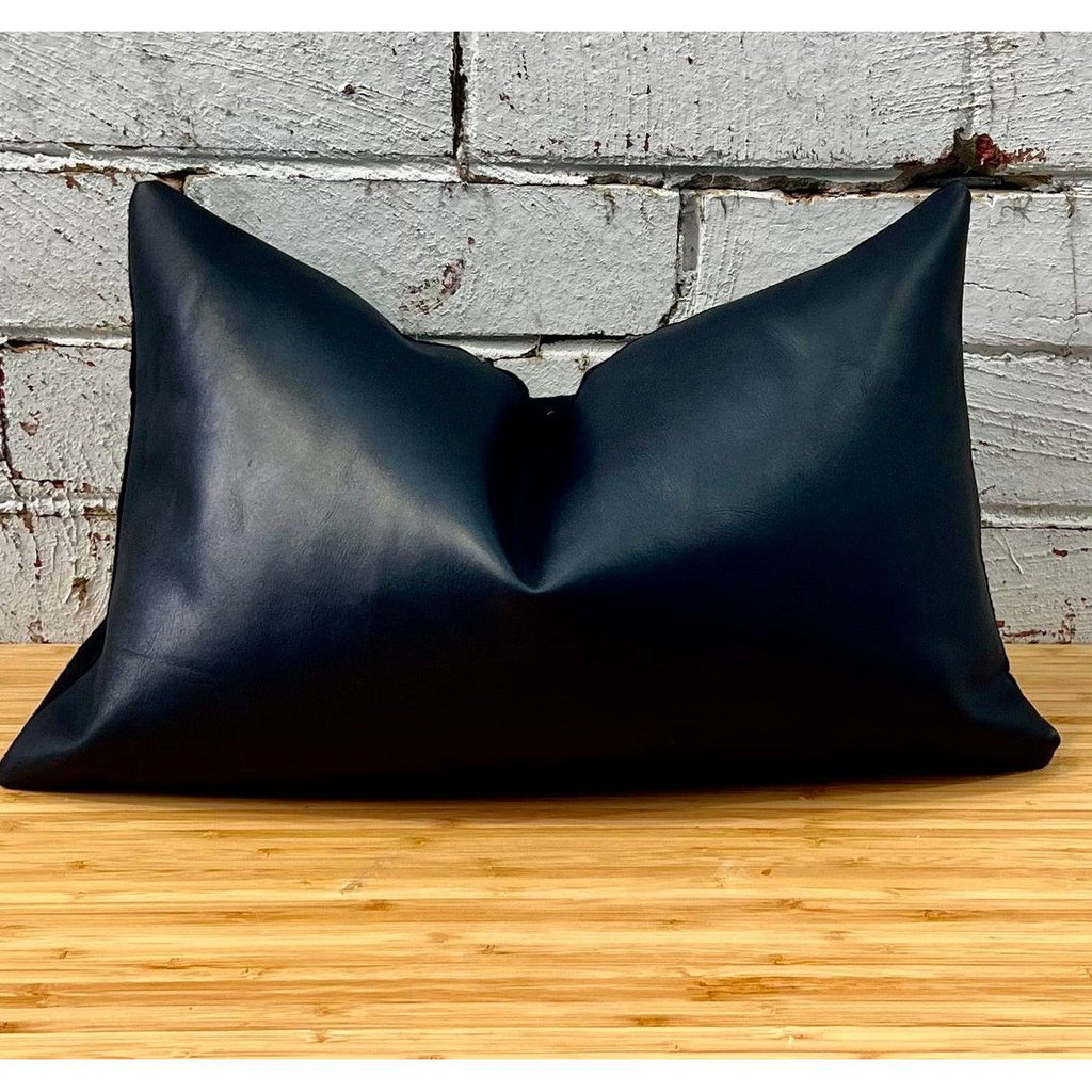 Leatherly Genuine Leather Cushion Cover Lumbar Black Leather Cushion Pillow Cover