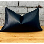 Leatherly Genuine Leather Cushion Cover Lumbar Black Leather Cushion Pillow Cover