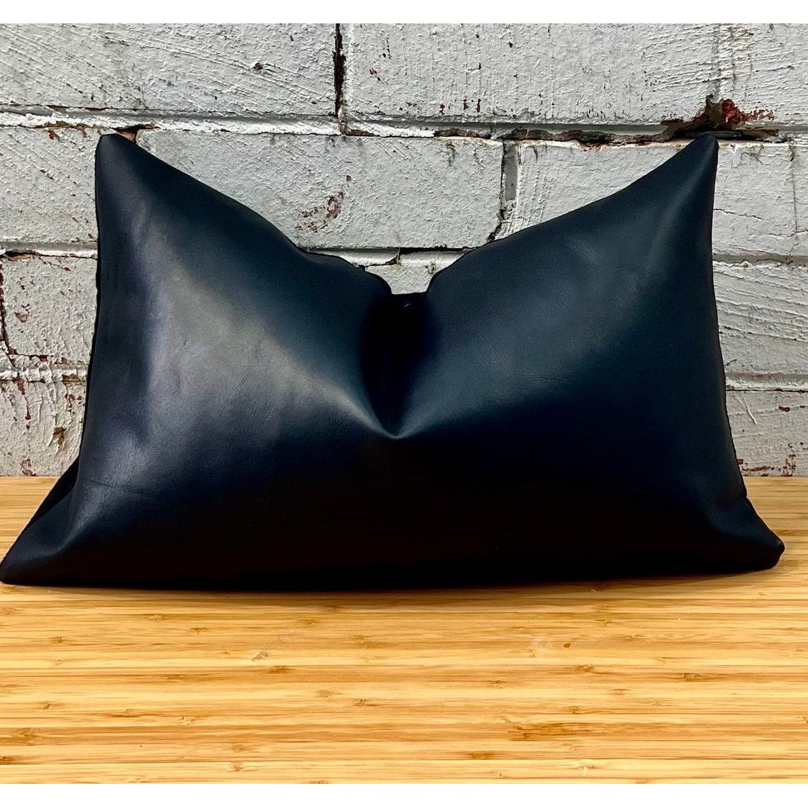 Leatherly Genuine Leather Cushion Cover Lumbar Black Leather Cushion Pillow Cover