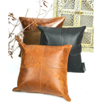 Cowhide Tan Leather Cushion Cover