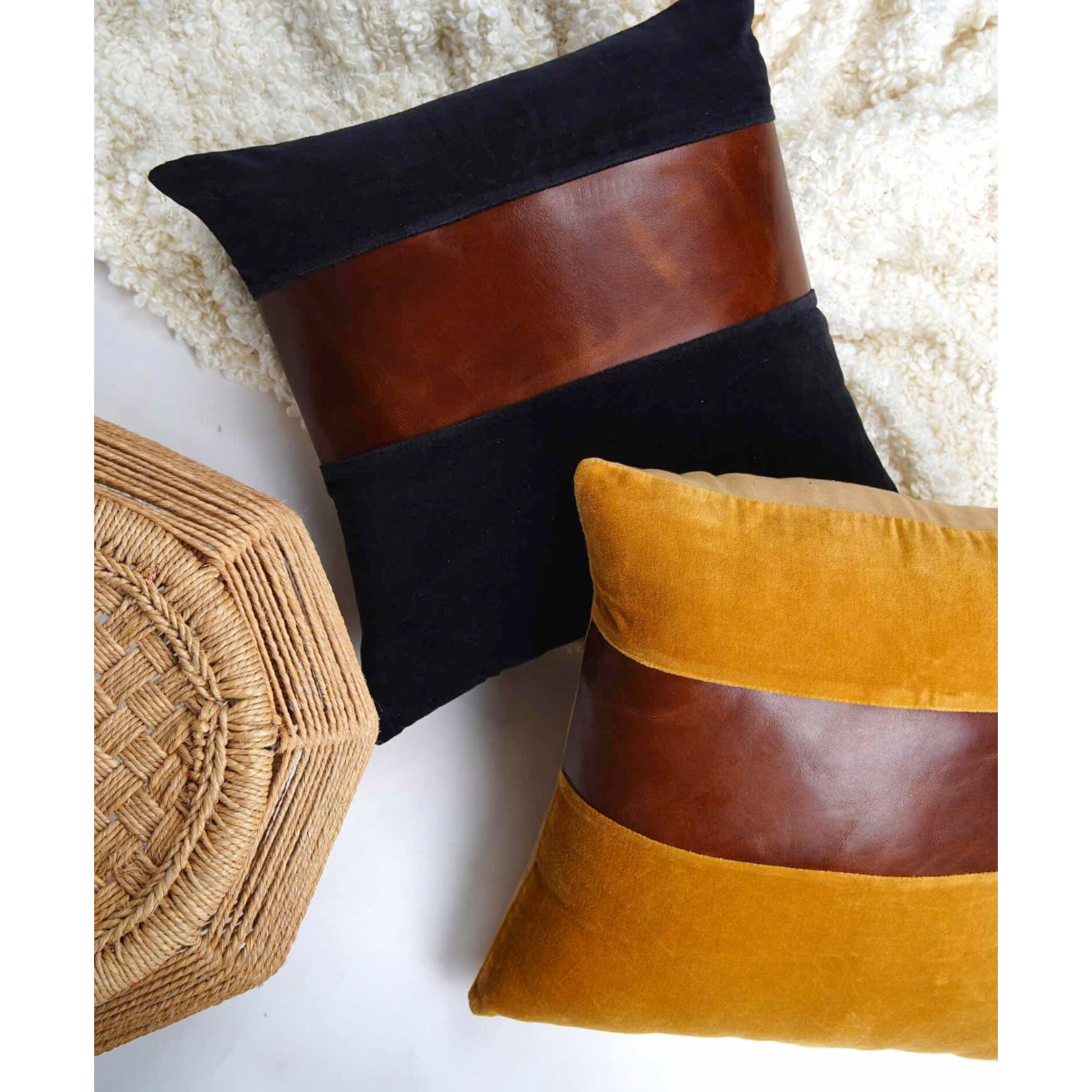 Luxurious Comfort Cushion Covers with Leather Patches
