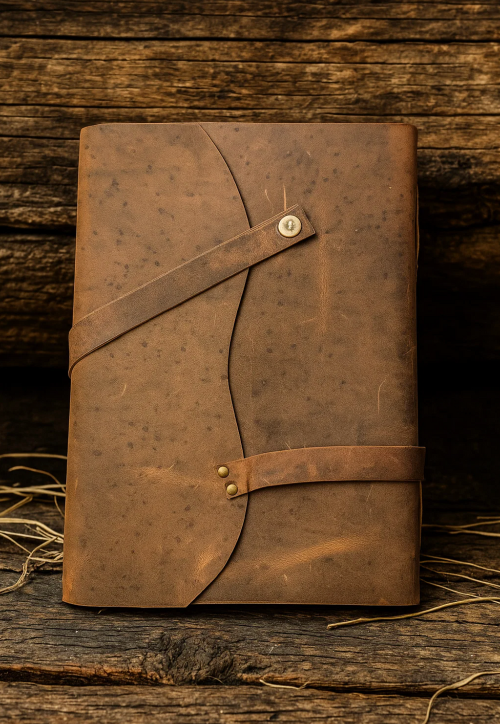 A4 Vintage Leather Journal - Handcrafted Heirloom Notebook with Wrap Closure