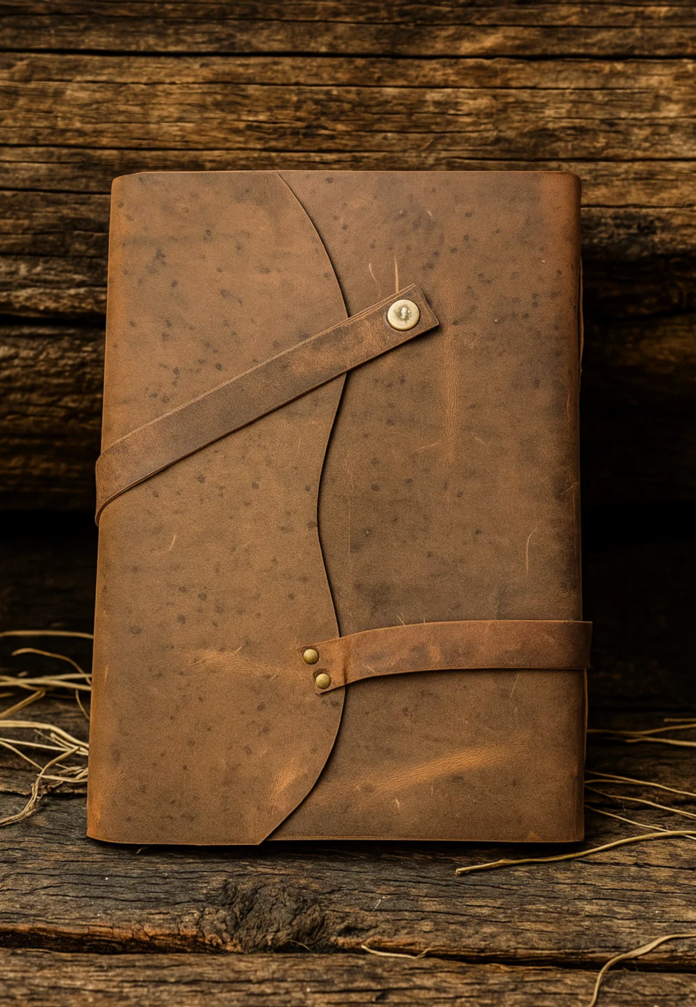 A4 Vintage Leather Journal - Handcrafted Heirloom Notebook with Wrap Closure