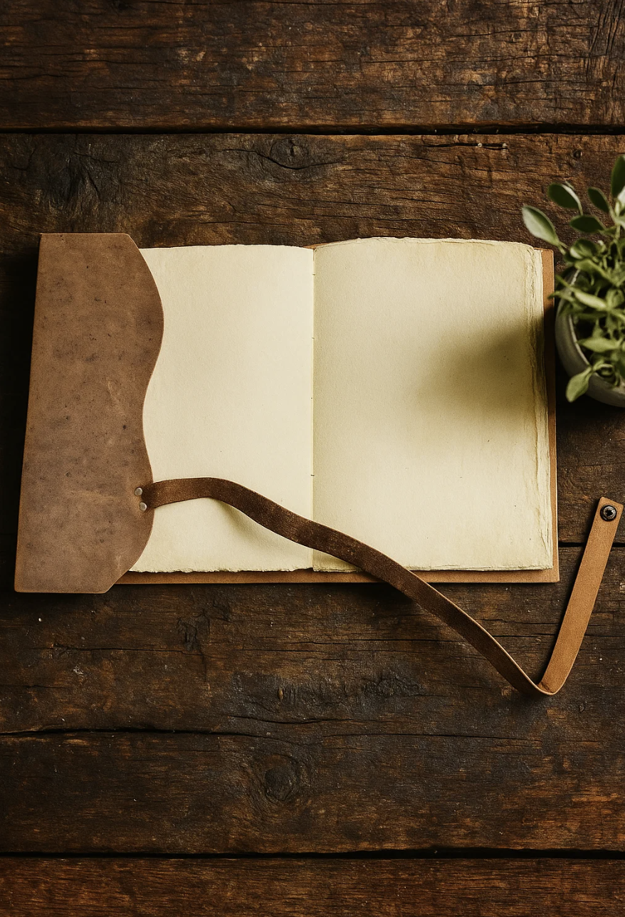 A4 Vintage Leather Journal - Handcrafted Heirloom Notebook with Wrap Closure
