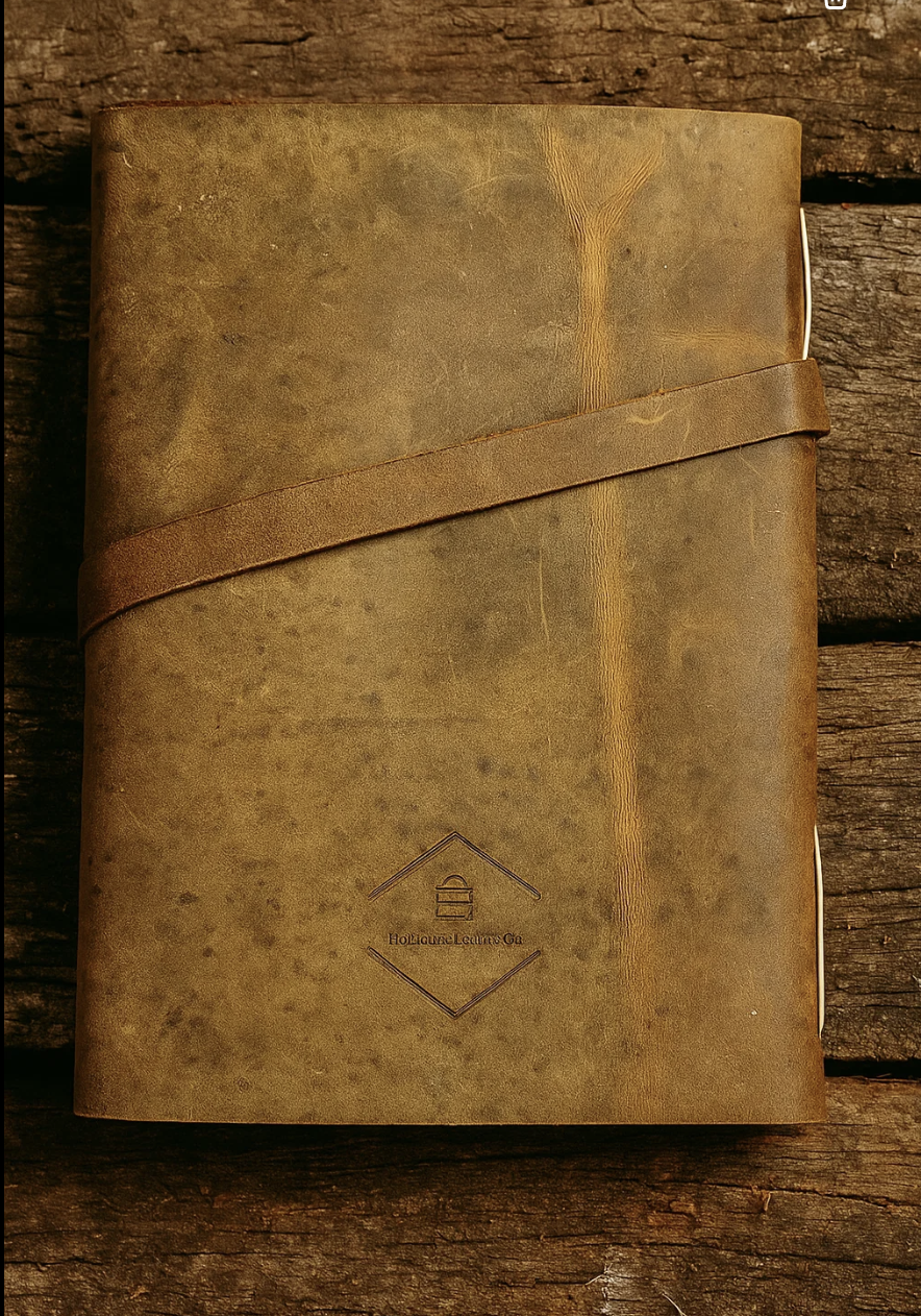 A4 Vintage Leather Journal - Handcrafted Heirloom Notebook with Wrap Closure