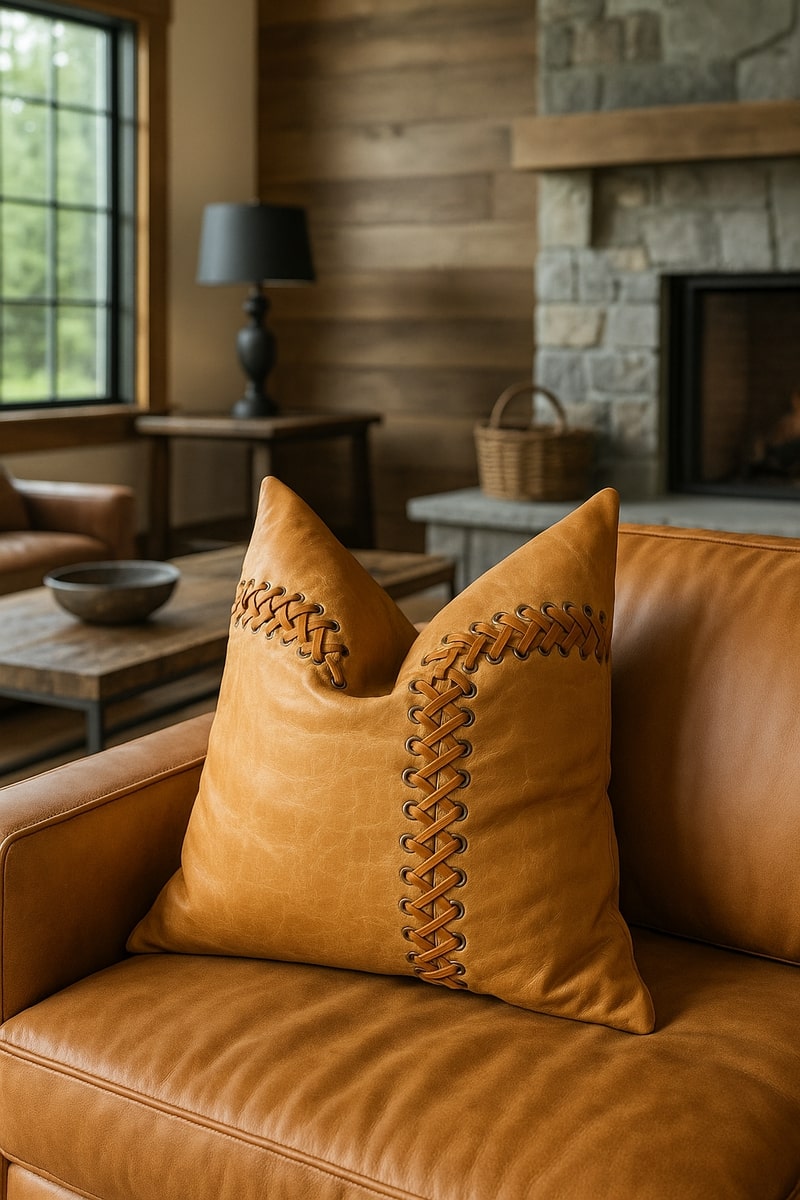 Rustic Appeal Genuine Leather Cushion Cover